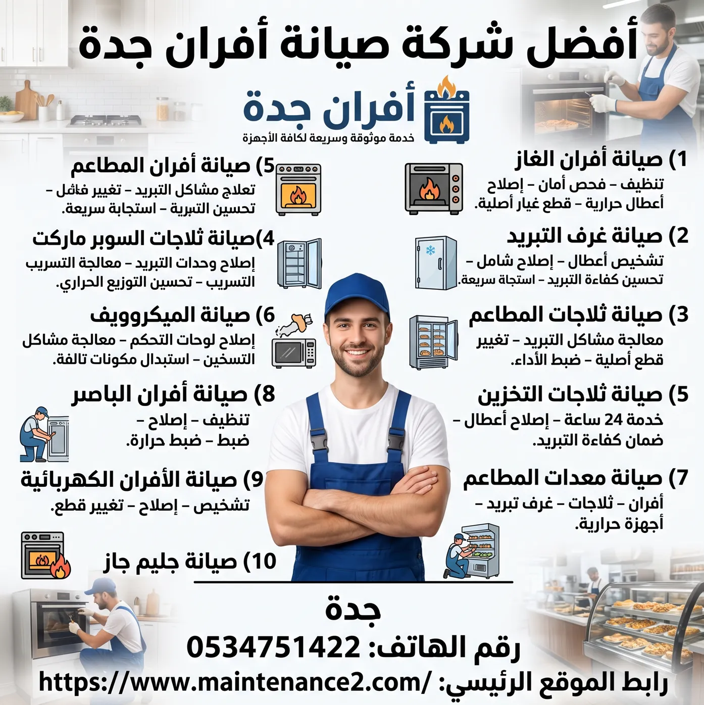 فريق عمل ومهندسو مؤسسة أفران جدة لصيانة وتأهيل الأجهزة الحرارية